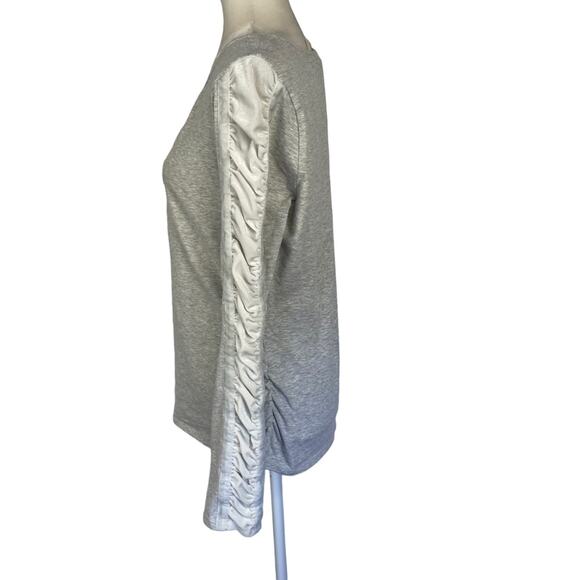 Sundance Bellina Ruched Velvet Sleeve Twilight-Core Grey Medium Top - Picture 5 of 10